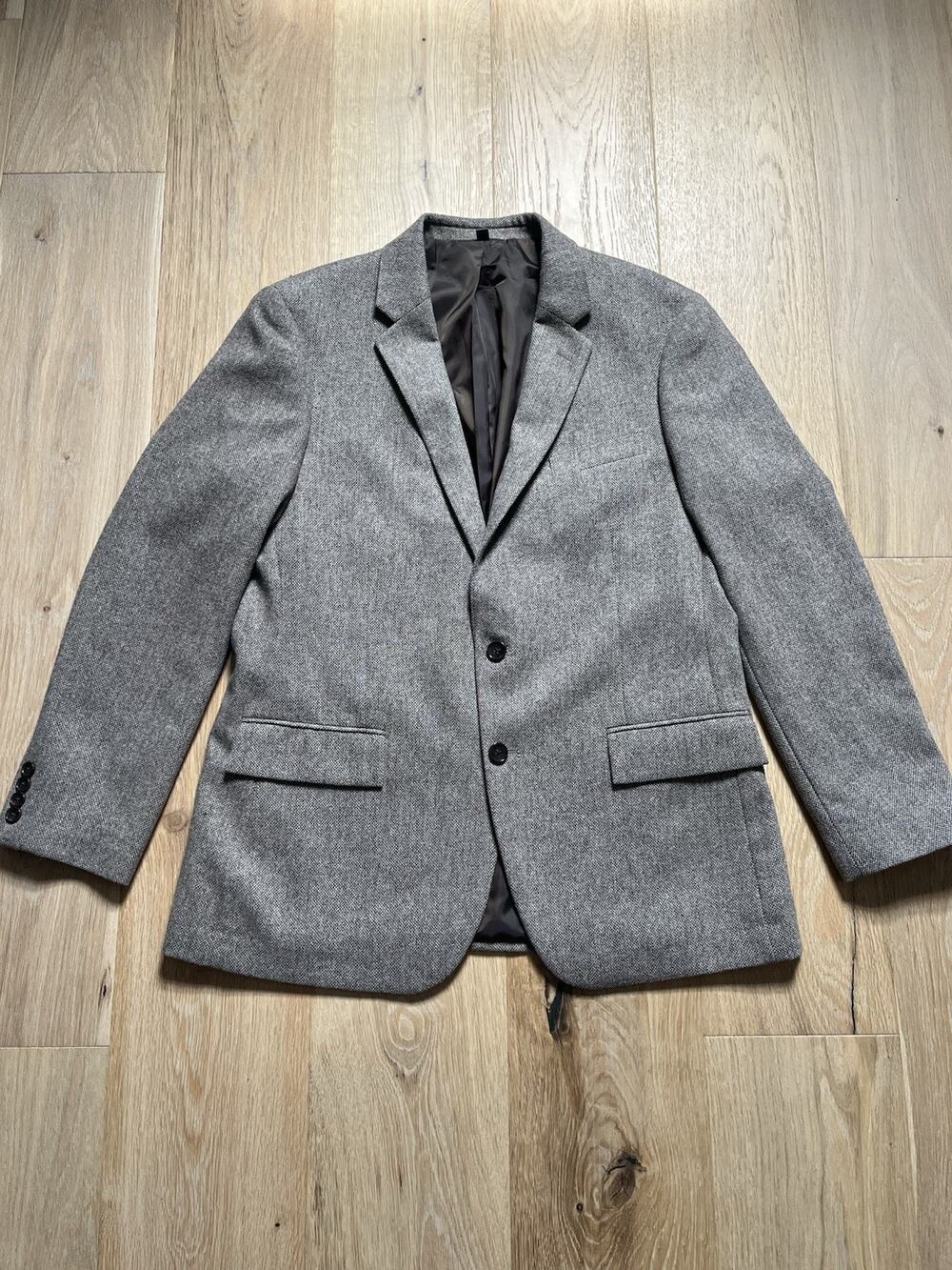 J.Crew Wool Herringbone Blazer 44R Tan Brown Sport Coat 55% Wool Men's Jacket